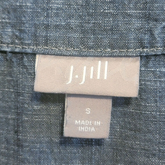 J Jill Linen Blend Chambray Blue Scoop Neck Midi Dress Relaxed Fit Casual Size S - Picture 10 of 12